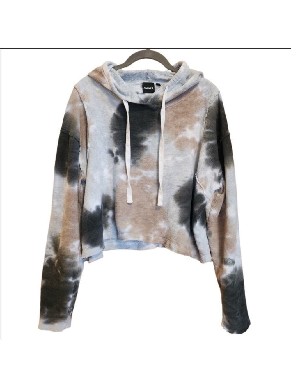 MONO B TIE-DYE TEXTURED CROPPED HOODIE SIZE LARGE